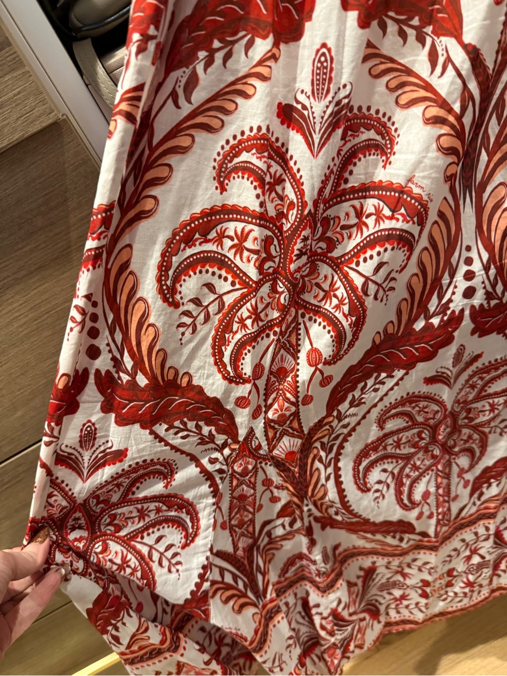 FARM Rio Red and Off White tropical cameo belted maxi dress, M - Picture 7 of 8